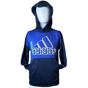 Adidas Boys Size XL 18/20 B Royal Blue Youth Fleece Hoodie Pull Over Athleisure